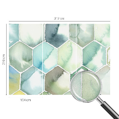 Removable wall mural with a pastel hexagon pattern