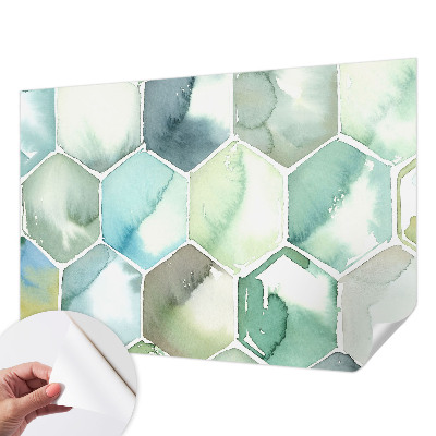 Removable wall mural with a pastel hexagon pattern