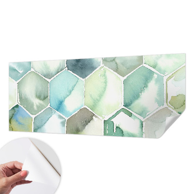 Removable wall mural with a pastel hexagon pattern