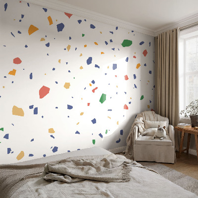 Peel and stick wall mural for living room featuring a rainbow pieces design