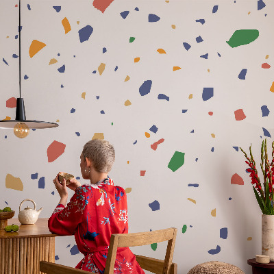 Peel and stick wall mural for living room featuring a rainbow pieces design