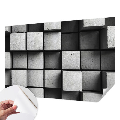 3D wall mural with a geometric cubes design