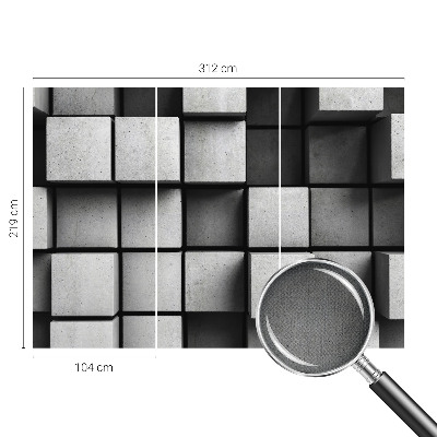 3D wall mural with a geometric cubes design