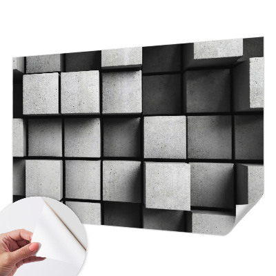 3D wall mural with a geometric cubes design