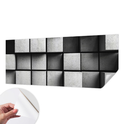 3D wall mural with a geometric cubes design