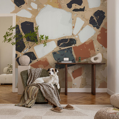 Children's wall mural with a rustic stone design
