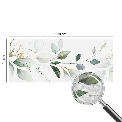 Self-adhesive wall mural with green leaves design