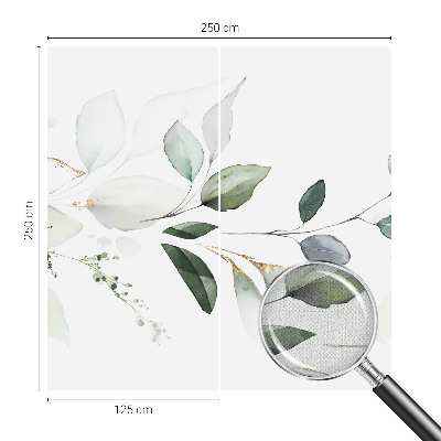 Self-adhesive wall mural with green leaves design
