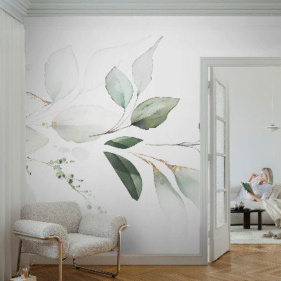 Self-adhesive wall mural Green leaves