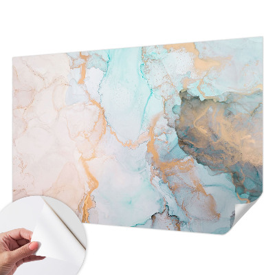 Stick-on wall mural with watercolor waves