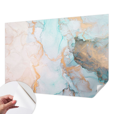 Stick-on wall mural with watercolor waves