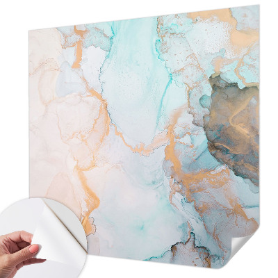 Stick-on wall mural with watercolor waves