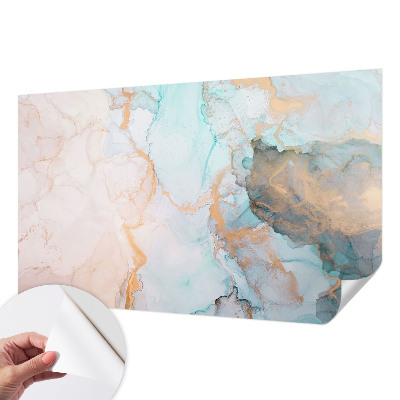 Stick-on wall mural with watercolor waves