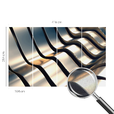 Removable wall mural wallpaper with a metal waves design