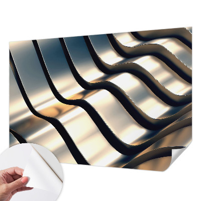 Removable wall mural wallpaper with a metal waves design