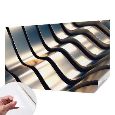 Removable wall mural wallpaper with a metal waves design