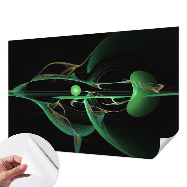 Peel and stick wall mural for living room with a green waves pattern