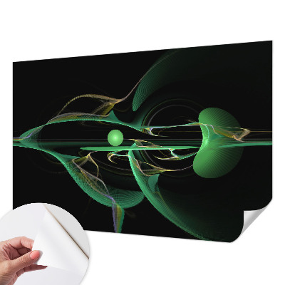 Peel and stick wall mural for living room with a green waves pattern
