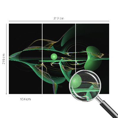 Peel and stick wall mural for living room with a green waves pattern