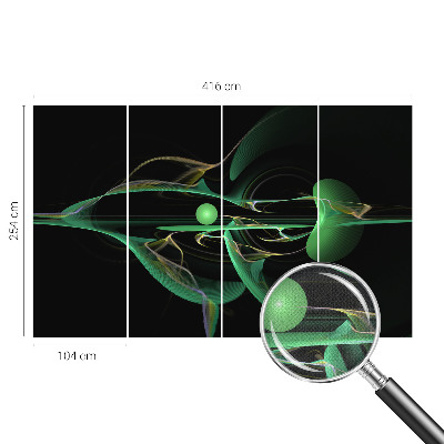 Peel and stick wall mural for living room with a green waves pattern