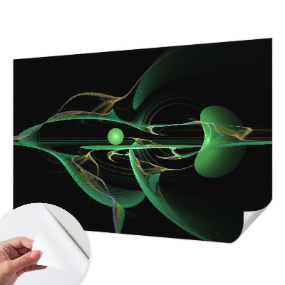 Peel and stick wall mural for living room with a green waves pattern