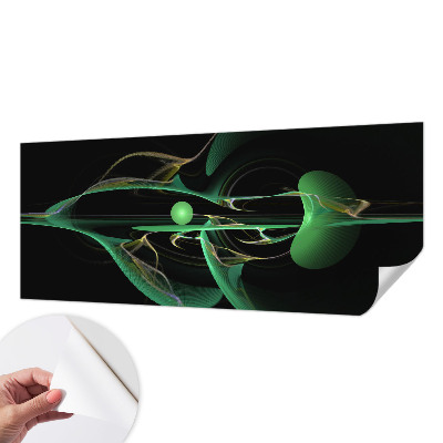 Peel and stick wall mural for living room with a green waves pattern