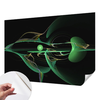 Peel and stick wall mural for living room with a green waves pattern