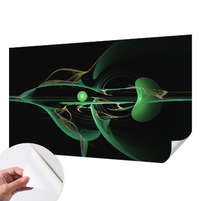 Peel and stick wall mural for living room with a green waves pattern