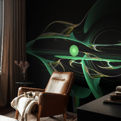 Peel and stick wall mural for living room Green waves