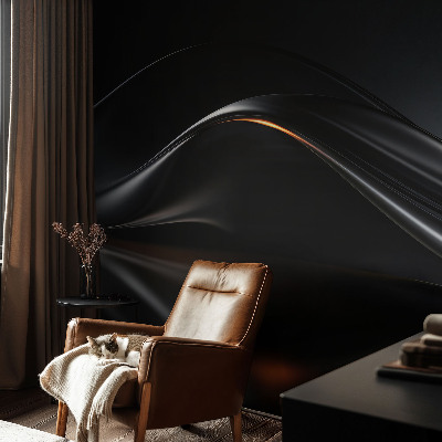 3D photo wallpaper mural with a metallic waves design