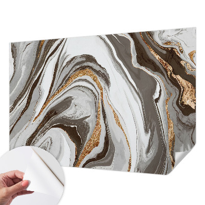 Peel and stick wallpaper mural with marble swirl pattern