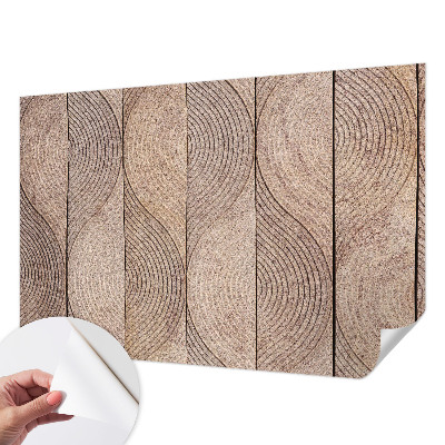 Self-adhesive wall mural with a wood wave pattern