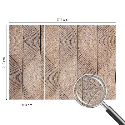 Self-adhesive wall mural with a wood wave pattern