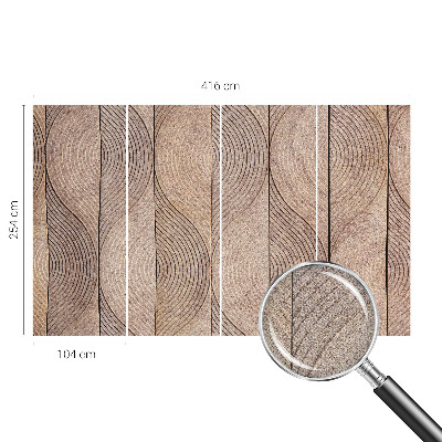 Self-adhesive wall mural with a wood wave pattern