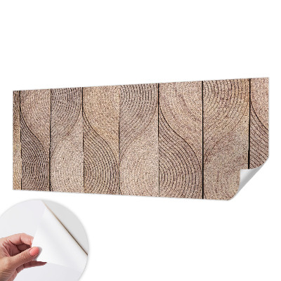 Self-adhesive wall mural with a wood wave pattern