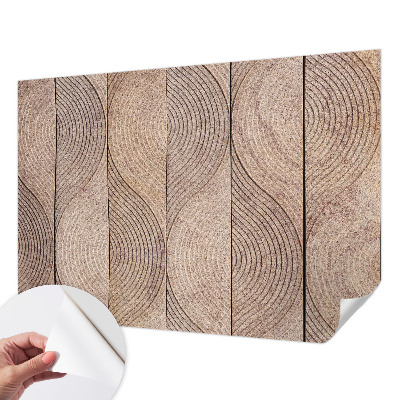 Self-adhesive wall mural with a wood wave pattern