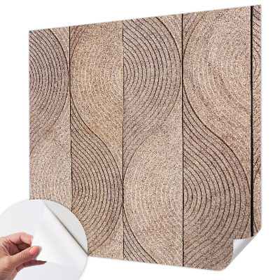 Self-adhesive wall mural with a wood wave pattern