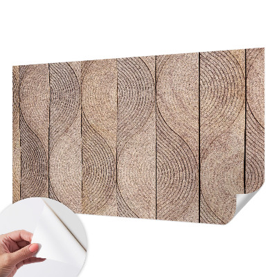 Self-adhesive wall mural with a wood wave pattern