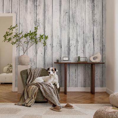 Removable wall mural with a wooden boards pattern