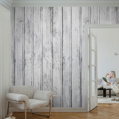 Removable wall mural with a wooden boards pattern