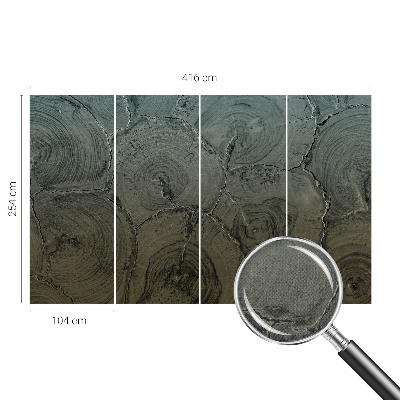 Peel and stick wall mural for bedroom featuring a wooden rings pattern
