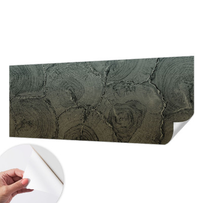 Peel and stick wall mural for bedroom featuring a wooden rings pattern