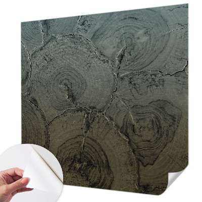Peel and stick wall mural for bedroom featuring a wooden rings pattern