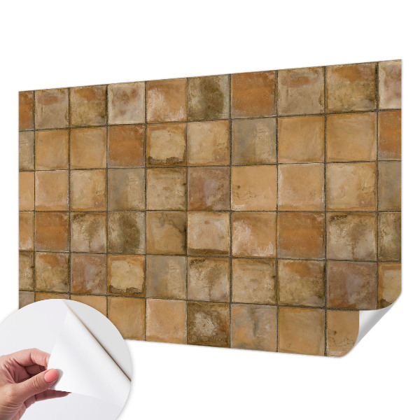 Peel and stick wall mural for kids' room with a rustic mosaic design