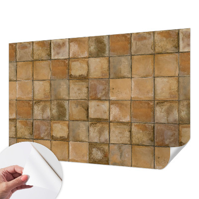 Peel and stick wall mural for kids' room with a rustic mosaic design
