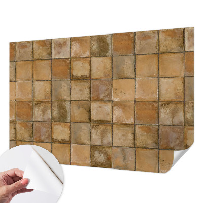 Peel and stick wall mural for kids' room with a rustic mosaic design