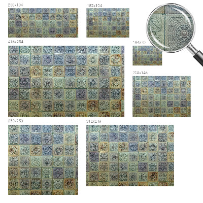 3D wall mural with a geometric tile motif