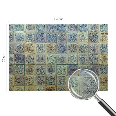 3D wall mural with a geometric tile motif