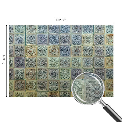 3D wall mural with a geometric tile motif