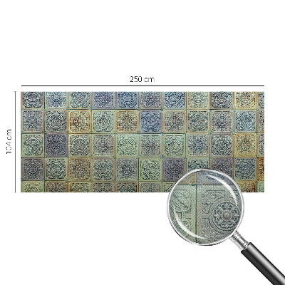3D wall mural with a geometric tile motif